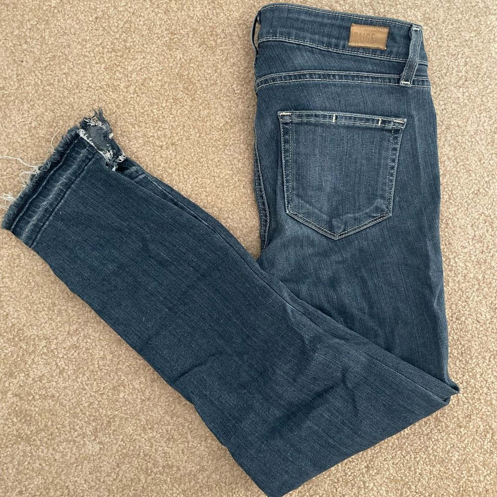 Paige Denim Skinny Fit Cropped Verdugo Ankle with Frayed Hem